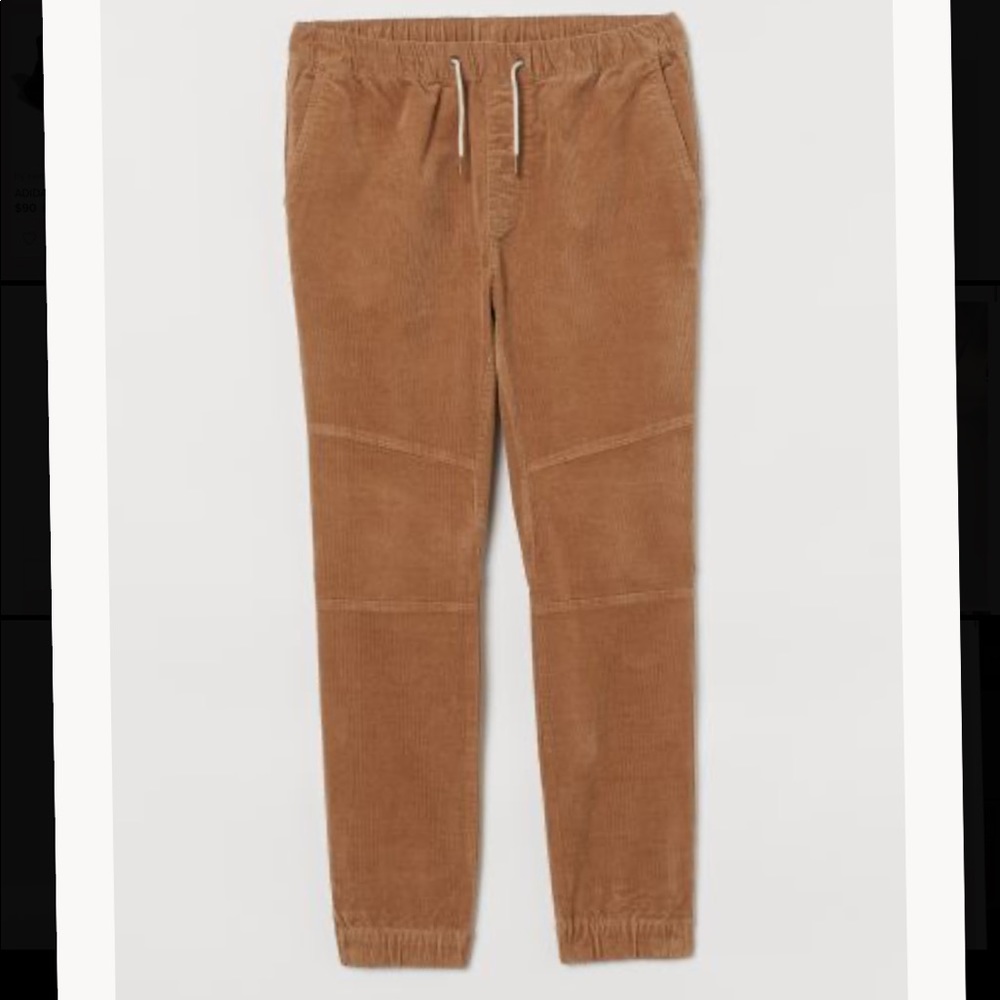 H&M men’s Dark Beige Cotton Corduroy Joggers
